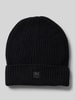 Knowledge Cotton Apparel Beanie met omslag en labelpatch 