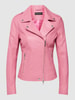 Repeat Bikerjacke aus Leder mit Reverskragen Pink