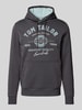 Tom Tailor Regular fit hoodie van katoenmix met logoprint Middengrijs