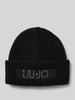 Liu Jo White Czapka beanie z naszywką z logo Czarny