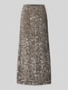 Pieces Uitlopende midirok met pailletten, model 'SILVER SEQ' Antraciet