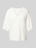 MSCH Copenhagen Oversized T-Shirt aus Viskose mit V-Ausschnitt Modell 'Eslina' Offwhite