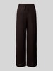 OPUS Wide leg linnen broek met elastische band, model 'Mileni' Donkerbruin