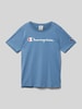 CHAMPION T-shirt z nadrukiem z logo Szaroniebieski