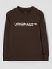 Jack & Jones Sweatshirt met logo, model 'Clean' Donkerbruin