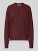 REVIEW oversized fit gebreide pullover met kabelpatroon Bordeaux gemêleerd