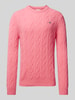 Gant Strickpullover mit Zopfmuster Pink Melange