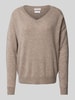 Christian Berg Woman Kaschmirpullover mit V-Ausschnitt Taupe Melange