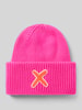 UNIO HAMBURG Mütze aus Schurwolle-Kaschmir-Mix mit Motiv-Stitching Neon Pink