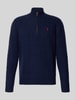Polo Ralph Lauren Gebreide pullover van een mix van katoen en kasjmier met opstaande kraag Marineblauw