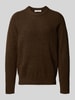 SELECTED HOMME Regular fit gebreide pullover met mix van alpaca en wol, model 'RAI' Chocoladebruin