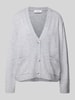 comma Gebreid jack van wolmix met V-hals Zilver