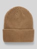 Pieces Beanie aus Rippstrick mit Umschlag Modell  'HEXO' Beige