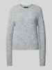 Vero Moda Regular Fit Strickpullover mit Wollanteil Modell 'NOVAH' Mittelgrau