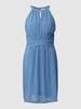 Vila Mini-jurk met gehaakt kant, model 'MILINA' Rookblauw