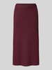 Vila Spódnica z dzianiny o długości do kolan z elastycznym pasem model ‘COMFY’ Śliwkowy