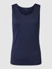Christian Berg Woman Top met geribde ronde hals Donkerblauw