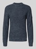 Jack & Jones Strickpullover mit gerippten Abschlüssen Modell 'LINK' Dunkelblau Melange