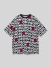 HUGO T-Shirt mit Allover-Label-Print Rot