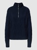Jake*s Collection Schipperstrui met sierkralen als detail Donkerblauw