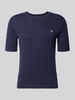 REVIEW Slim Fit T-Shirt in Strick-Optik Marine