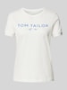 Tom Tailor T-shirt met labelprint Ecru