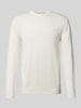 Christian Berg Men Strickpullover mit Woll-Anteil und Rundhalsausschnitt Offwhite Melange