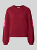 Christian Berg Woman Strickpullover aus Wolle mit Stitchings und Perlen Dunkelrot