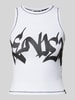 Review Tanktop mit Label-Print Weiss