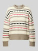 Jake*s Casual Gebreide pullover met ajourpatroon Roodbruin