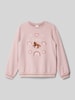 s.Oliver RED LABEL Regular Fit Sweatshirt aus weichem Baumwoll-Mix mit Glitzer- und Pailletendetails Rosa