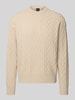 BOSS Orange Regular Fit Strickpullover aus reiner Schurwolle Modell 'KABLETO' Sand