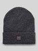 Knowledge Cotton Apparel Mütze aus reiner Wolle Modell 'Merino' Anthrazit Melange
