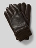bugatti Handschuhe aus Leder-Textil-Mix mit Label-Detail Dunkelbraun
