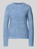 MORE & MORE Gebreide pullover met ronde hals Rookblauw
