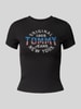 Tommy Jeans T-shirt o kroju slim fit z prążkowaniem Czarny