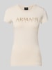 Armani Exchange Slim Fit T-Shirt mit Label-Print Beige