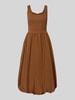 Rich & Royal Knielanges Bubble Kleid mit Karree-Ausschnitt Cognac