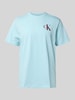 Calvin Klein Jeans T-shirt met labelprint Lichtblauw
