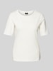 s.Oliver BLACK LABEL Shaped Fit T-Shirt aus Baumwoll-Mix mit Satin-Besatz am Ausschnitt Weiss