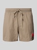 HUGO Regular Fit Badeshorts mit Label-Patch Modell 'DOMINICA' Mittelbraun