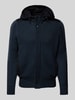 Marc O'Polo Regular Fit Strickjacke aus reiner Baumwolle mit Kapuze Marine