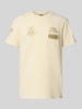 PME Legend T-Shirt mit Logo- und Motiv-Stitchings Modell 'ON' Offwhite