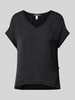 QS T-Shirt mit abgerundetem V-Ausschnitt Black