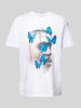 Mister Tee T-shirt met motiefprint, model 'LE PAPILLON' Wit