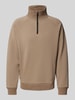 BOSS Green Sweatshirt mit Troyer-Kragen Modell 'Saggel' Beige