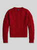 Polo Ralph Lauren Kaschmirpullover mit Zopfmuster Dunkelrot Melange