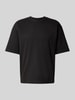 JAKE*S STUDIO MEN T-Shirt mit geripptem Rundhalsausschnitt Black