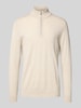 Profuomo Pullover aus Merinowolle mit Troyer-Kragen Beige