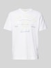 Tom Tailor Regular Fit T-Shirt aus reiner Baumwolle mit Label Print Weiss